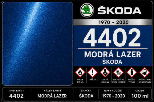 4402 MODRÁ LAZER SKODA 1970 - 2020 , 100ml