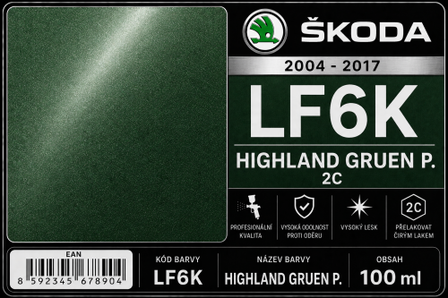 LF6K HIGHLAND GRUEN P. 2C SKODA 2004 - 2017 , 100 ml